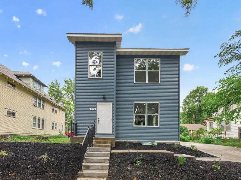 Front of the duplex with the entry stair
