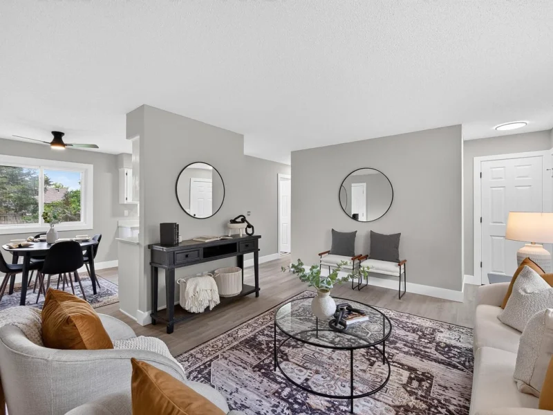 Living room opening to the dining area