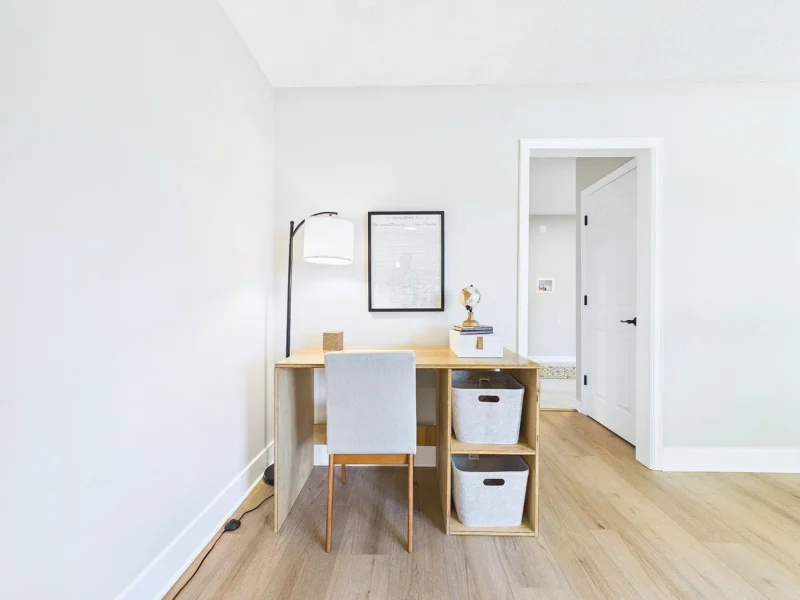 Corner of a room used as a desk area